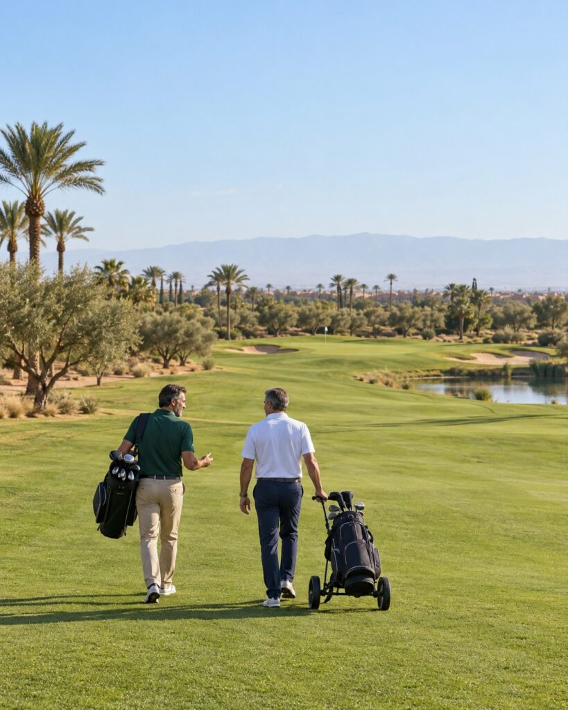 Fabien enjoying a round with friends in Marrakech