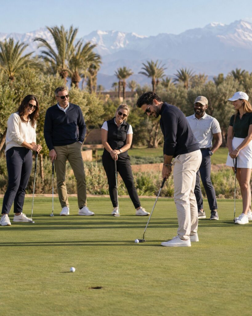 Des joueurs s'entraînent sur un parcours de golf à Marrakech